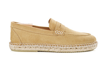 Mocassin semelle espadrille homme velours Beige Foncé - PANAREA