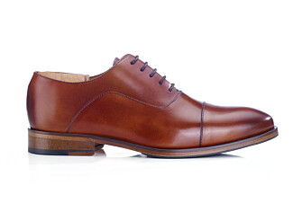 Richelieu homme Cognac Patiné  semelle cuir avec patin - GRAKLEY