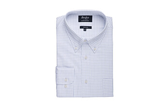 Chemise homme blanche à carreaux bleu pour homme - DALLEN
