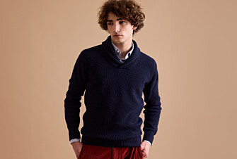 Pull laine Col Châle homme Navy - KELLAN