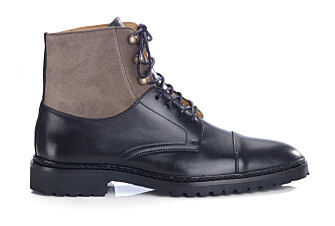 Derby boots homme - Noir et Velours Taupe - IRVING II GOMME