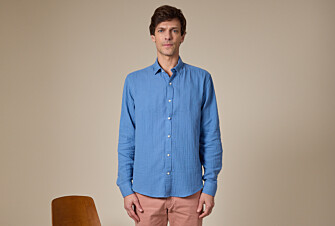 Chemise coton Bleu - Col Français - SYLVIEN