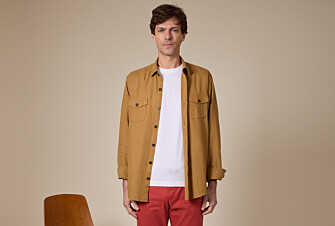 Surchemise homme coton/lin Camel Foncé - CORANTIN