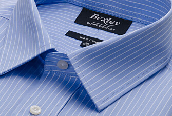 Chemise bleu imprimée rayures blanches - Col français - BERTHOD