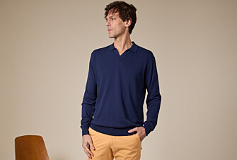 Pull homme col polo Navy Denim - BRAVLIN