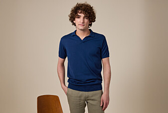 Polo habillé tricot homme sans boutons Indigo - BRAVEN