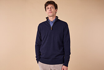 Pull col zippé homme laine - Marine et Noisette Chiné - KEYDEN II