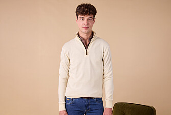 Pull col zippé homme laine - Ecru et Taupe Chiné Clair - KEYDEN II