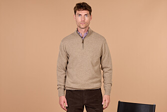 Pull homme zippé bicolore taupe chiné et bleu foncé - KEYDEN II