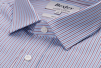Chemise Popeline homme - Rayures Bleu et Bordeaux - FLORIEN