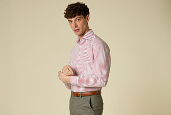 Chemise blanche à fines rayures rouges - DAVIDE CLASSIC