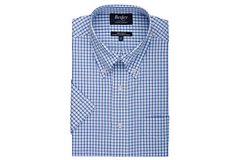 Chemise coton blanche à petits carreaux Bleu Et Blanc - GRAYSON MC