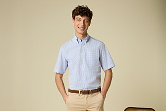 Chemise homme blanche à petits carreaux bleus - GRAYSON MC