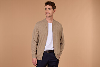 Gilet zippé homme taupe chiné clair en lambswool - BRENNICK