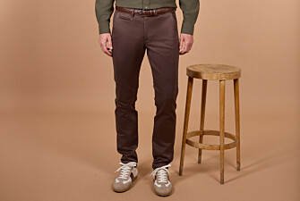 Pantalon chino homme chocolat foncé en dobby - NILAN