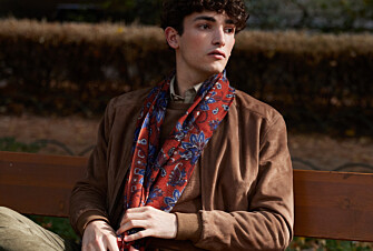 Écharpe Laine Orange motif Bleu