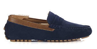 Mocassin été homme Velours Navy Bordure Châtaigne - FERGUSON