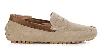 Mocassin été homme Velours Beige Bordure Châtaigne - FERGUSON