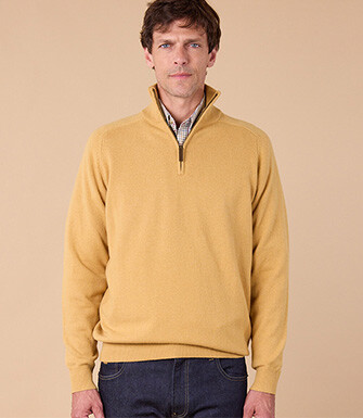 Pull homme laine col zippé - Gold Chiné - KENNETH