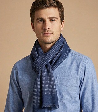 Écharpe Laine Bleu et motif gris