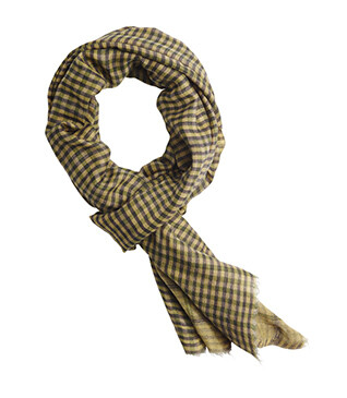 Écharpe Laine Homme Camel Navy et Vert