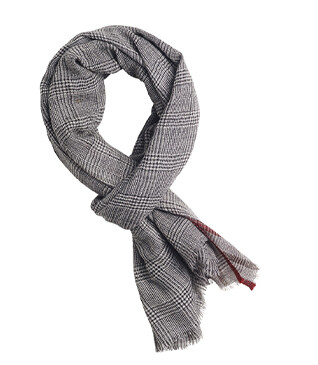 Écharpe Laine Homme Carreaux Gris et Rouge