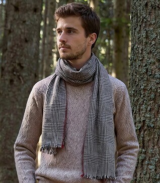 Écharpe Laine Homme Carreaux Gris et Rouge