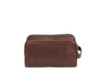 Trousse de voyage en cuir cognac