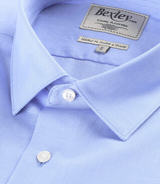 Chemise bleue 100% coton - Col français - MAXIME CLASSIC