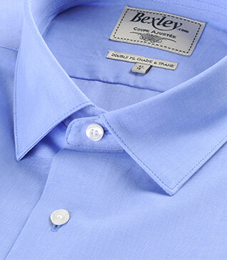 Chemise bleue 100% coton - Col français - MAXIME CLASSIC