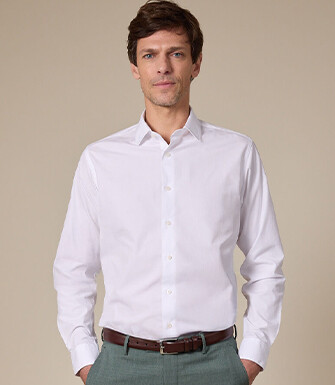 Chemise blanche coton popeline - Col français - LOUIS CLASSIC