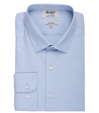 Chemise Bleu coton - Col français - LOUIS CLASSIC