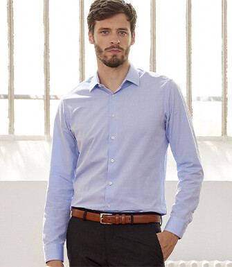 Chemise bleu ciel coton - Col français - LOUIS CLASSIC
