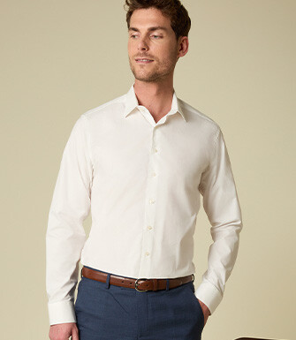 Chemise homme unie en popeline écrue - LOUIS CLASSIC