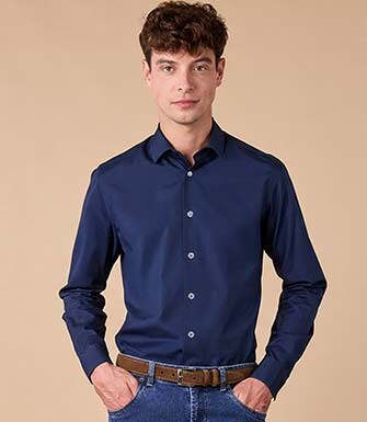 Chemise Popeline homme - Marine - LOUIS CLASSIC
