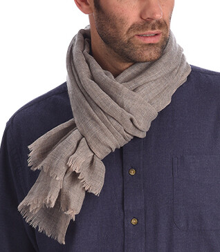 Écharpe fine Laine et Cachemire Taupe Chiné