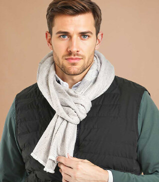 Écharpe Laine et Cachemire Beige Et Écru