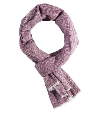 Écharpe fine Laine et Cachemire Chevron Bordeaux et Écru