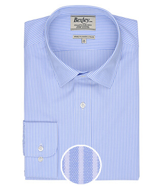 Chemise coton bleue à rayures blanches - QUENTIN