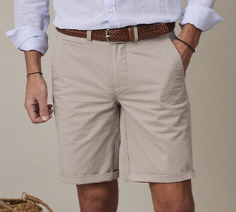 Bermuda chino homme Greige Foncé - BARRY