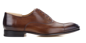 Richelieu homme Cognac patiné semelle cuir - BRISBURY