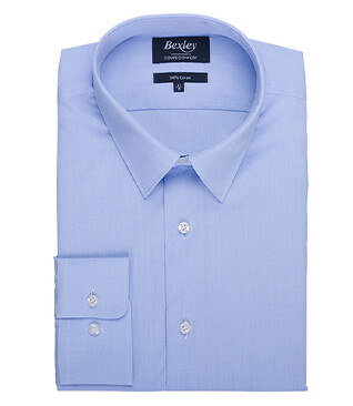 Chemise bleu ciel en coton double fil - ALBERT CLASSIC