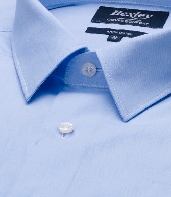 Chemise bleu ciel en coton double fil - ALBERT CLASSIC