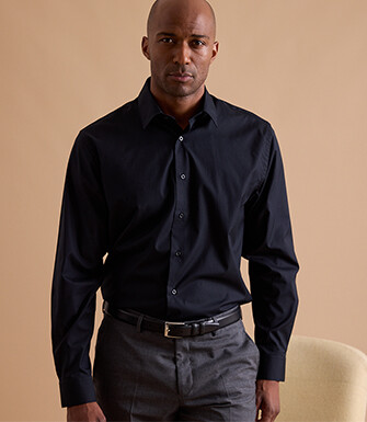 Chemise noir en coton double fil - ALBERT CLASSIC