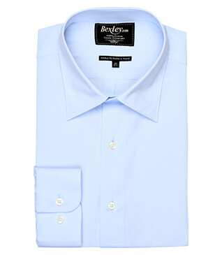 Chemise bleu pâle en coton double fil - ALBERT CLASSIC