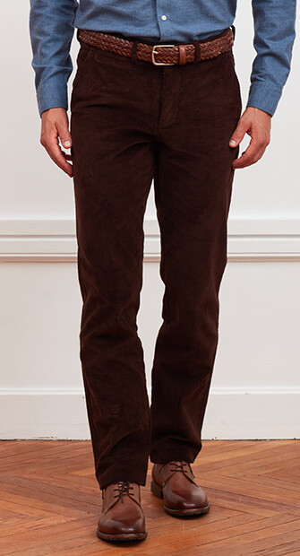 Pantalon chino velours côtelé homme Chocolat - NORMAN