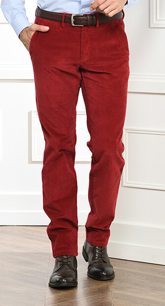 Pantalon chino velours côtelé homme Rouge Grenat - NORMAN