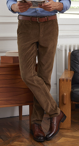 Pantalon chino velours côtelé homme Kaki Clair - NORMAN