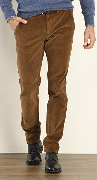 Pantalon chino velours côtelé homme Camel Foncé - NORMAN