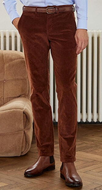 Pantalon chino velours côtelé homme Caramel Foncé - NORMAN